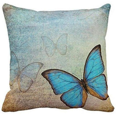 

UpperX Sofa Home Cafe Decor Pillowcase Square Cushion Cover Linen Blend Invisible Zipper 45cmx45cm Blue