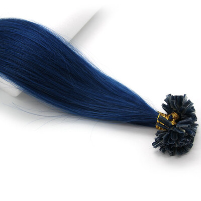 

Pre Bonded Nail U Tip Keratin Fusion Real Hair Womens Human Hair Extension Straight Bule 100s 18-22inches
