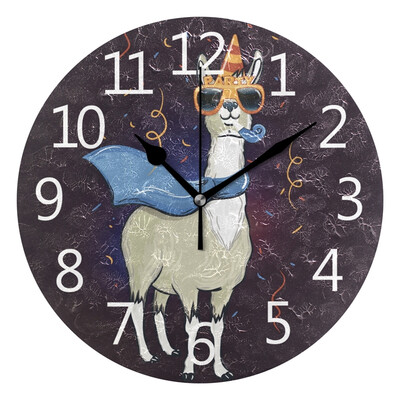 

Wall Clock Party Llama Round Wall Clock Arabic Numerals Design