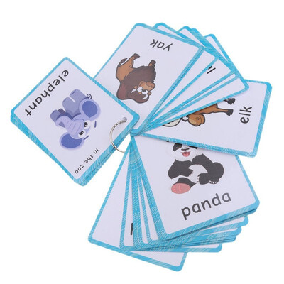 

32 wild animals Flash Cards-English word learning card & pocket size flash card for Preschool children-English Vocabulary Cards