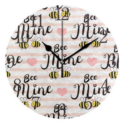 

Wall Clock Arabic Numerals Design Bees In Love Round