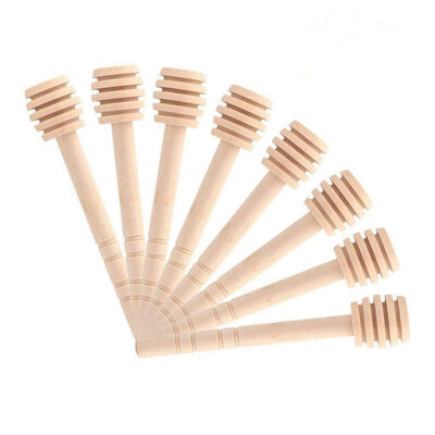 

UpperX 50Pcs Honey Spoons Wooden Baton Natural Household Blender Portable Honey Jam Distribution Pot Collection 10cm