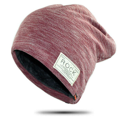 

Rock Wool Hip Hop Beanie Winter Cap Men Fleece Hat Slouchy Male Baggy Caps Warm Skullies Knitted Wool Beanies Letter Rock Hats