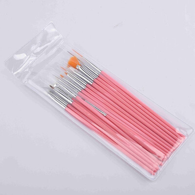 

ROSALIND 15PCSSet Gel Polish Brushes Pink Tools Gel Painting Pen Nail Tools Nail Brush Dotting Painting Drawing Pen Nail Art