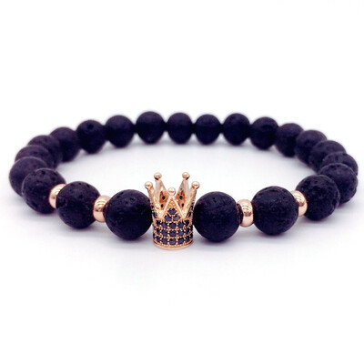 

new fashion Hot Trendy Lava Stone Pave CZ Imperial Crown And Helmet Charm Bracelet For Men Or Women Bracelet Jewelry Pulseira homb