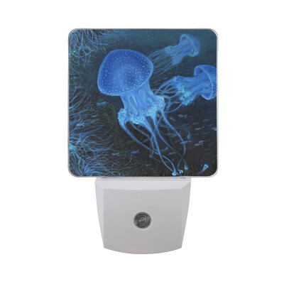 

ALAZA LED Night Light With Smart Dusk To Dawn SensorBlue Jellyfish Swimming Plug In Night Light