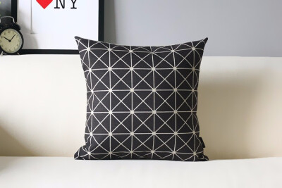 

Black White Geometric Patterns Fine Linen Cushion Simple Plaid Home Decorative Pillows 45x45cm Seat Back Cushion Pillowcase