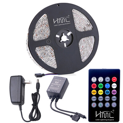 

HML 5M Waterproof 72W 5050 RGB LED Strip Light with 20 Keys Music Remote Control And US Adapter