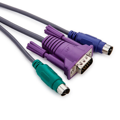 

Jinghua JH 0200 KVM three parallel video adapter accessories switcher dedicated high-speed data cable round mouth PS2 line VGA line computer switch line male to public 15 meters
