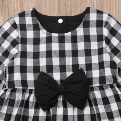 

US Toddler Kids Baby Girls Autumn Winter Plaid Dress Princess Party Dresses 1-6Y