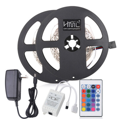 

HML 5M 24W RGB SMD2835 300LEDs Strip Light with IR 24 Keys Remote Controller&DC Adapter 2PCS 100 - 240V