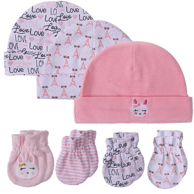 

Kiddiezoom Baby Accessories HatsGloves 0-6M Cotton Newborn For Babies Mitten Caps Print Unisex Boys Girls Infant