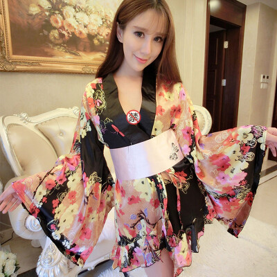 

Falling Casual Underwear Japanese Print Cardigan Kneading Set Extreme Temptive Uniforms Loose Butterfly Powder Belt 8939