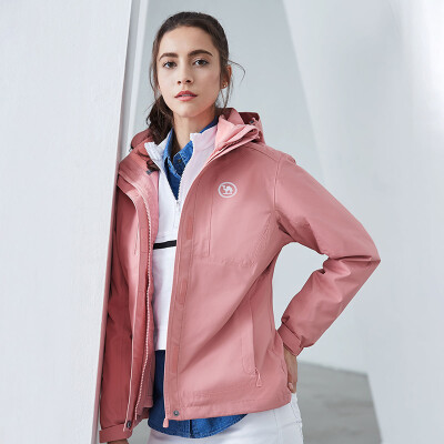 

Camel outdoor outdoor jacket two-piece female three-in-one jacket waterproof warm P7W170707 coral powder