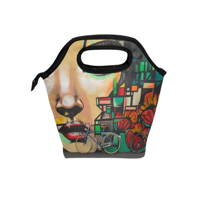 

Lunch Tote Bag Character Graffiti Travel Picnic Insulated Lunch Handbags Portable Zipper Lunch Bag Box