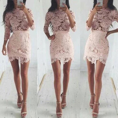 

Womens White Flora Lace Two Piece Party Evening Cocktail Bodycon Mini Dress