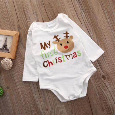 

US Newborn Kid Infant Baby Boy Girl XMAS Romper Jumpsuit Bodysuit Clothes Outfit