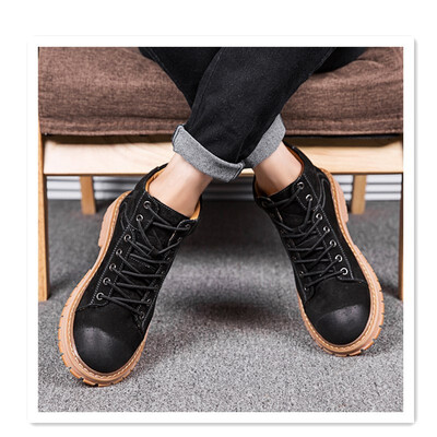 

2018 Korean version of the trend of wild high-top shoes retro boots in high-top mens British wind tooling shoes