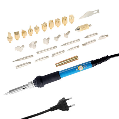

28PCS 60W Electric Adjustable Temperature Welding Soldering Iron Kit Carving Pyrography Tool Wood Embossing Burning Soldering Pen