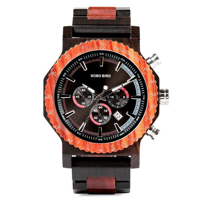

BOBO BIRD wooden quartz pointer watch R15