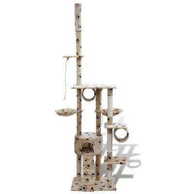 

Cat Tree Cat Scratching Post 1 Condo Beige with Pawprints