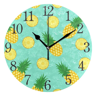 

Wall Clock Arabic Numerals Design Pattern With Pineapples Round