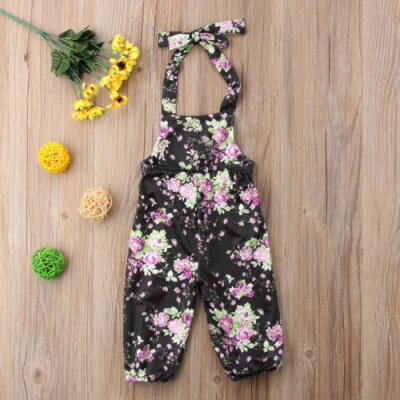 

Newborn Kids Baby Girl Flower Halter Romper Jumpsuit Playsuit Outfits Clothes UK