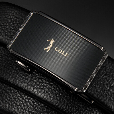 

Golf GOLF double-sided suede leather belt mens leather automatic buckle mens belt business casual belt gift box P8BV34998J black gun color