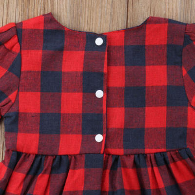 

USSeller Plaids Girl Baby Kid Pageant Princess Party Dress Tutu Sundress Dresses