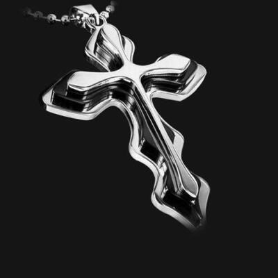 

Unisex Men Stainless Steel Cross Blue Silver Pendant Necklace Chain Jewelry Gift