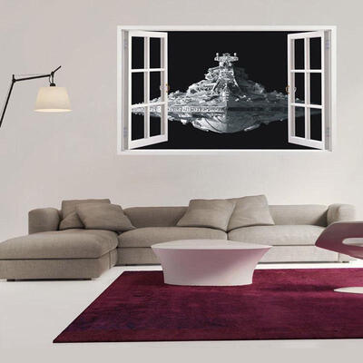 

DIY 3D Window Star Wars Spacecraft Destroyer Wall Stickers Kids Art Mural Decal