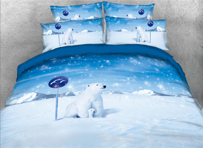 

3D Sweet Bbay Polar Bear Printed Cotton 4-Piece Bedding Sets
