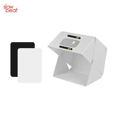 

Slowbeat 470 Studio Portable Magnetic Photo Lighting Box Shooting Tent Kit 16"x10"x17" with 2pcs LED Light Strips White Black Back