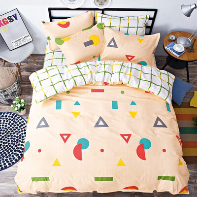 

Cotton Striped Lattice Bedding Set Full Queen Super King Size Duvet Cover Bed Sheet Pillowcase Soft Kids 4pc Bedclothes