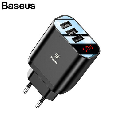 

Baseus 3 USB Charger Plug 34A Max Charger LED Display Mobile Phone USB Charger Fast Charging Wall Charger