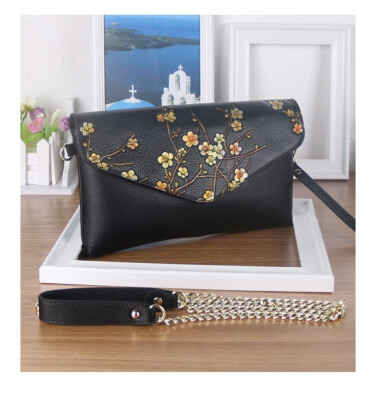 

Fashion Genuine Leather Plum Flower Pack Shoulder Bag Crossbody Package Clutch Women Designer Wallet Chain Handbags Bolsos Mujer