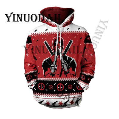 

Venom Spiderman 3D Printed Hoodies Captain America Chrismas Cosplay for Men Sweatshirt for Marvel Deadpool Movie Fans