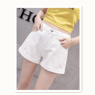 

Cuffed shorts ladies short jeans summer thin female high waist wide leg pants
