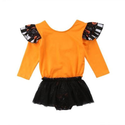 

US Newborn Kid Baby Girl Long Sleeves Romper Jumsuit Bodysuit Lace Dress Outfit