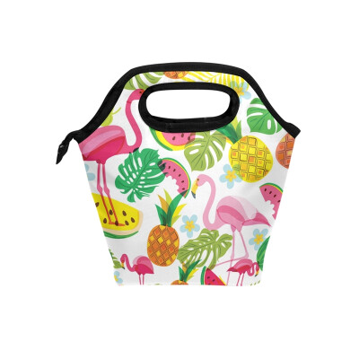 

Lunch Bag Tote Bag Fruit Flamingos Travel Picnic Organizer Lunch Holder Handbags Lunch Bag Box for Office