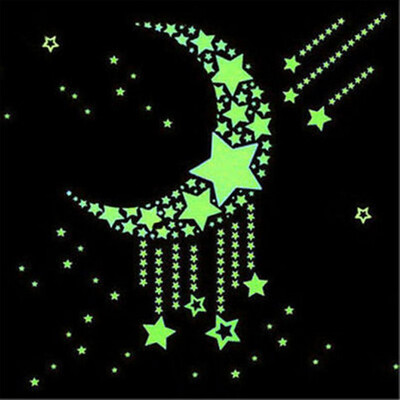 

MyMei 100pcs Wall Stickers Decal Glow In The Dark Baby Kids Bedroom Home Decor Color Stars Luminous Fluorescent Wall Stickers Decal