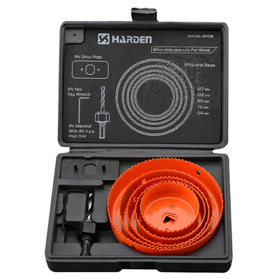 

Handen wooden wood hole opener lamp hole reaming drill set 8 piece set 610545