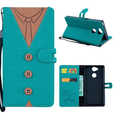 

MOONCASE Sony Xperia XA2 stitching embossed mens leather case - green