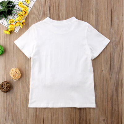 

Toddler Kids Baby Girl Summer Short Sleeve Crew Collar T-Shirt Pearls Top Outfit