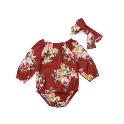 

Newborn Infant Baby Girls Flower Romper Bodysuit Jumpsuit Headband Outfits Set