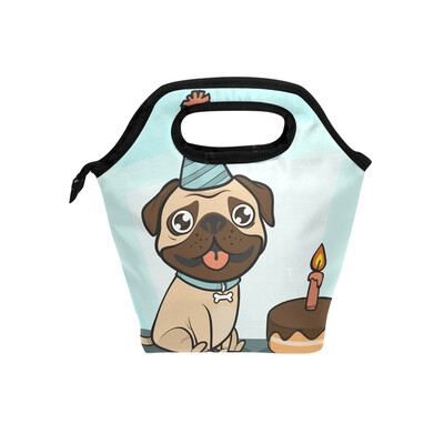 

Lunch Tote Bag Birthday Dog Travel Picnic Insulated Lunch Handbags Portable Zipper Lunch Bag Box