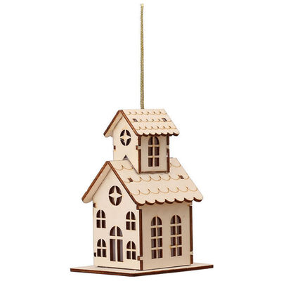 

UpperX Wooden house Christmas decorations light small hotel bar Christmas tree window decoration Small building 1