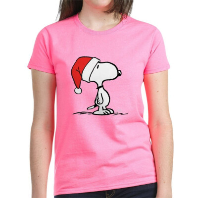 

CafePress - Snoopy Santa Womens Dark T-Shirt - Womens Cotton T-Shirt