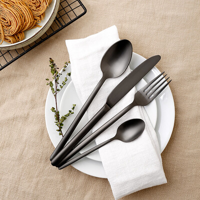 

Beijing made Western tableware set 304 stainless steel cutlery spoon set of 4 black