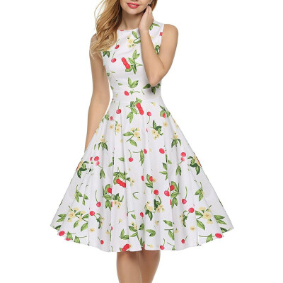 

Womens Vintage 1950s Floral Spring Garden Rockabilly Swing Prom Party Cocktail Dress